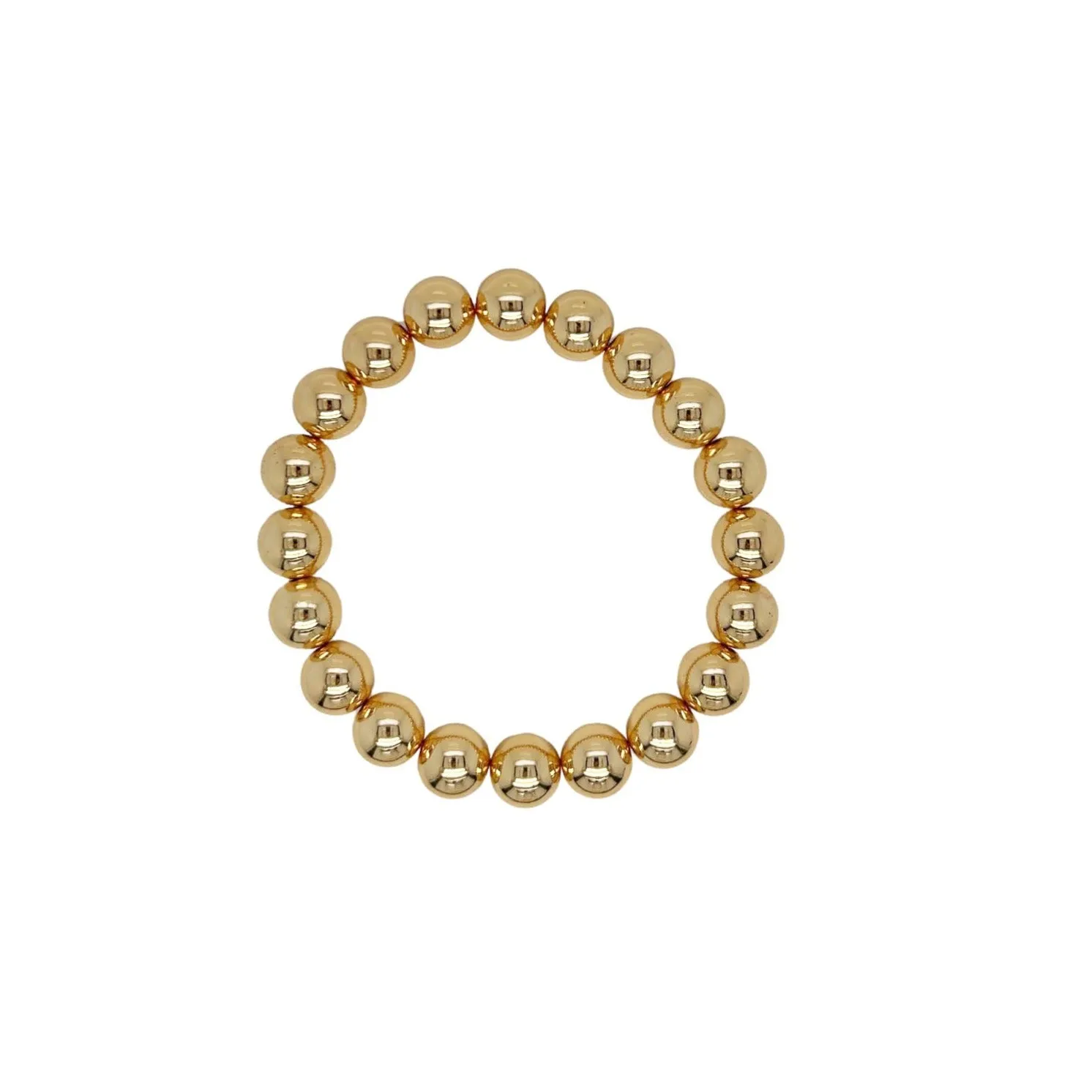 Gold Round Beaded Stretch Bracelet - In 3 Sizes