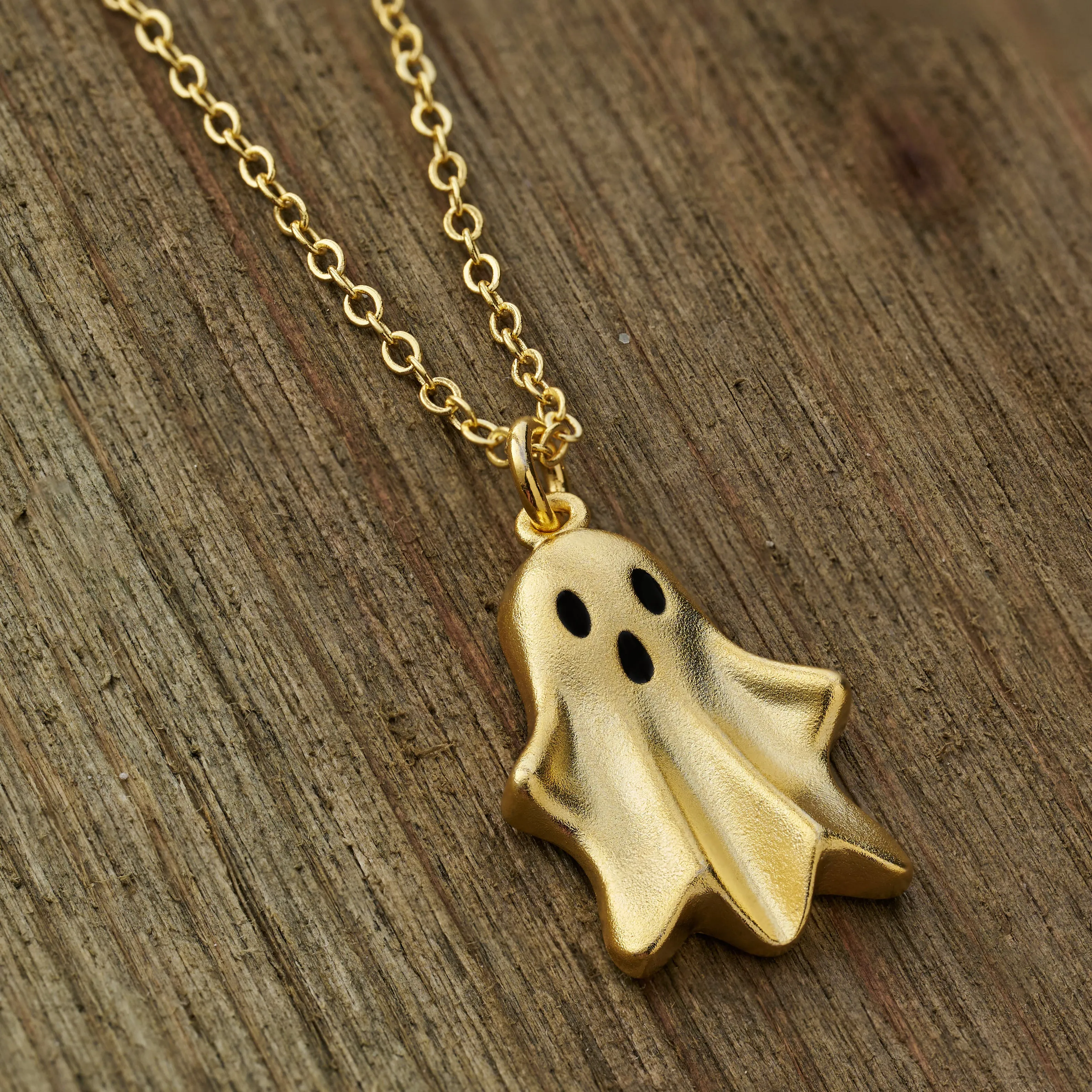 Gold Spooky Ghost Necklace