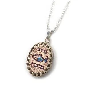 Good Luck and blessing Handmade Ceramic Pendant And Silver Necklace