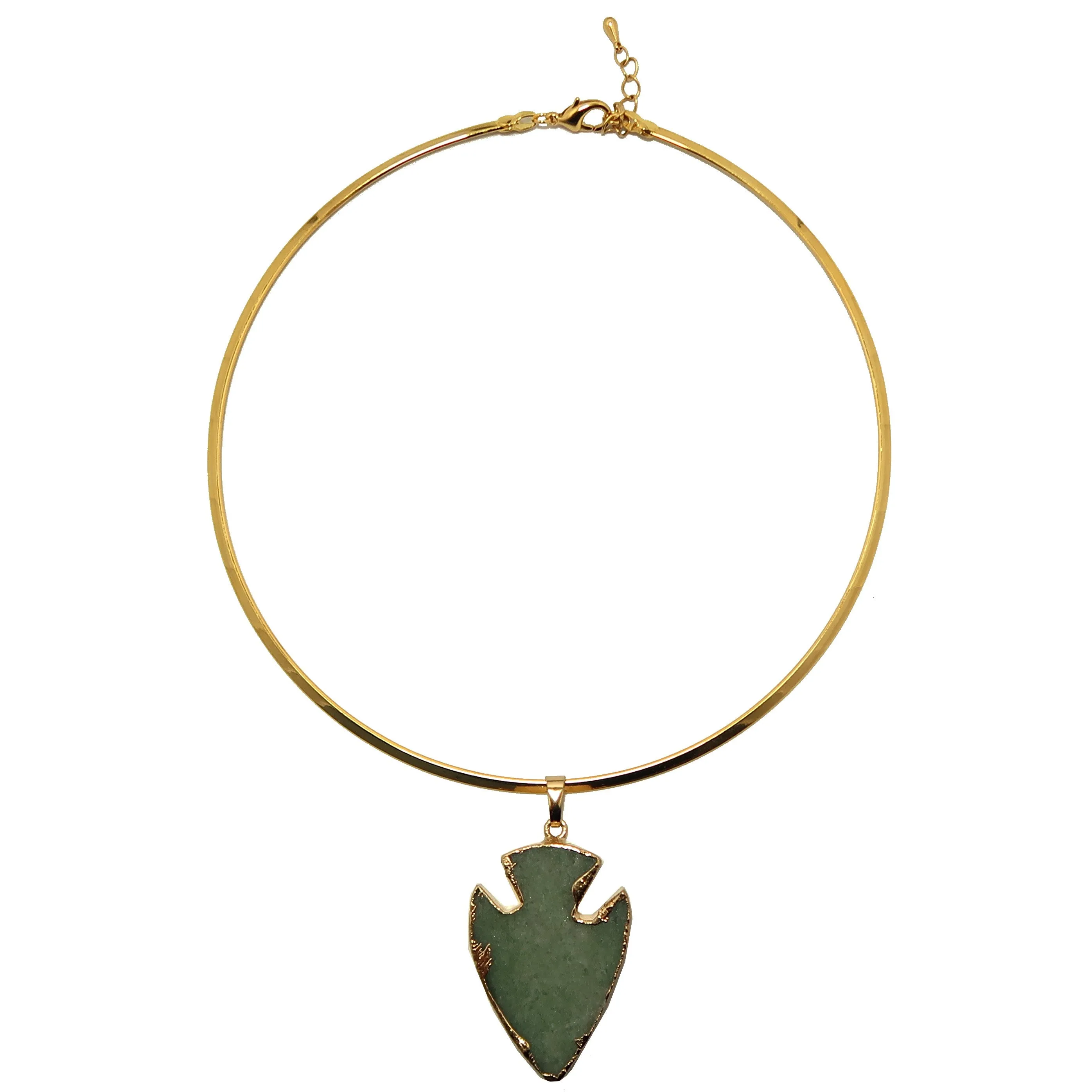 Green Aventurine Necklace Abundance Arrowhead Choker