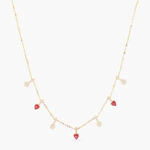 Heart CZ Charms Silver Necklace