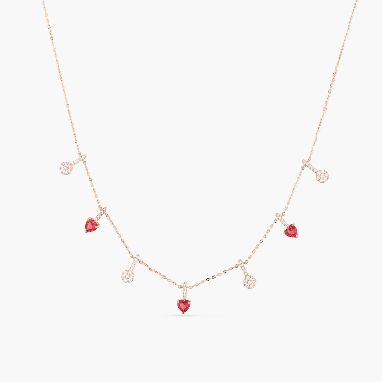 Heart CZ Charms Silver Necklace