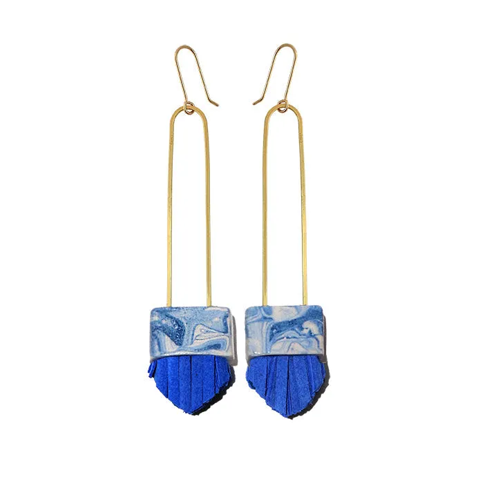 Hechizo - Regalo Long Earrings - Blue Swirl