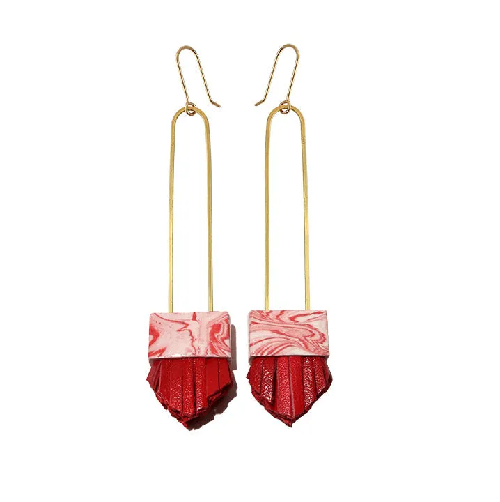 Hechizo - Regalo Long Earrings - Red Swirl