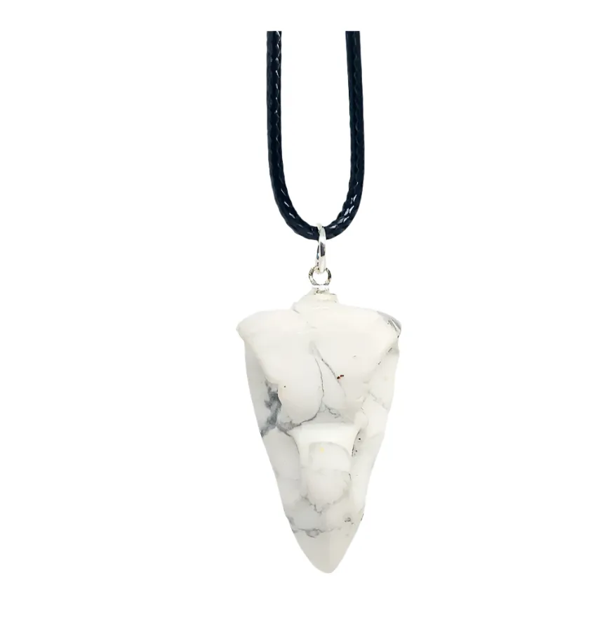 Howlite Crystal Raven Skull Pendant Necklace