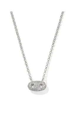 Kendra Scott Bailey Pave White Crystal RHOD Short Pendant Necklace