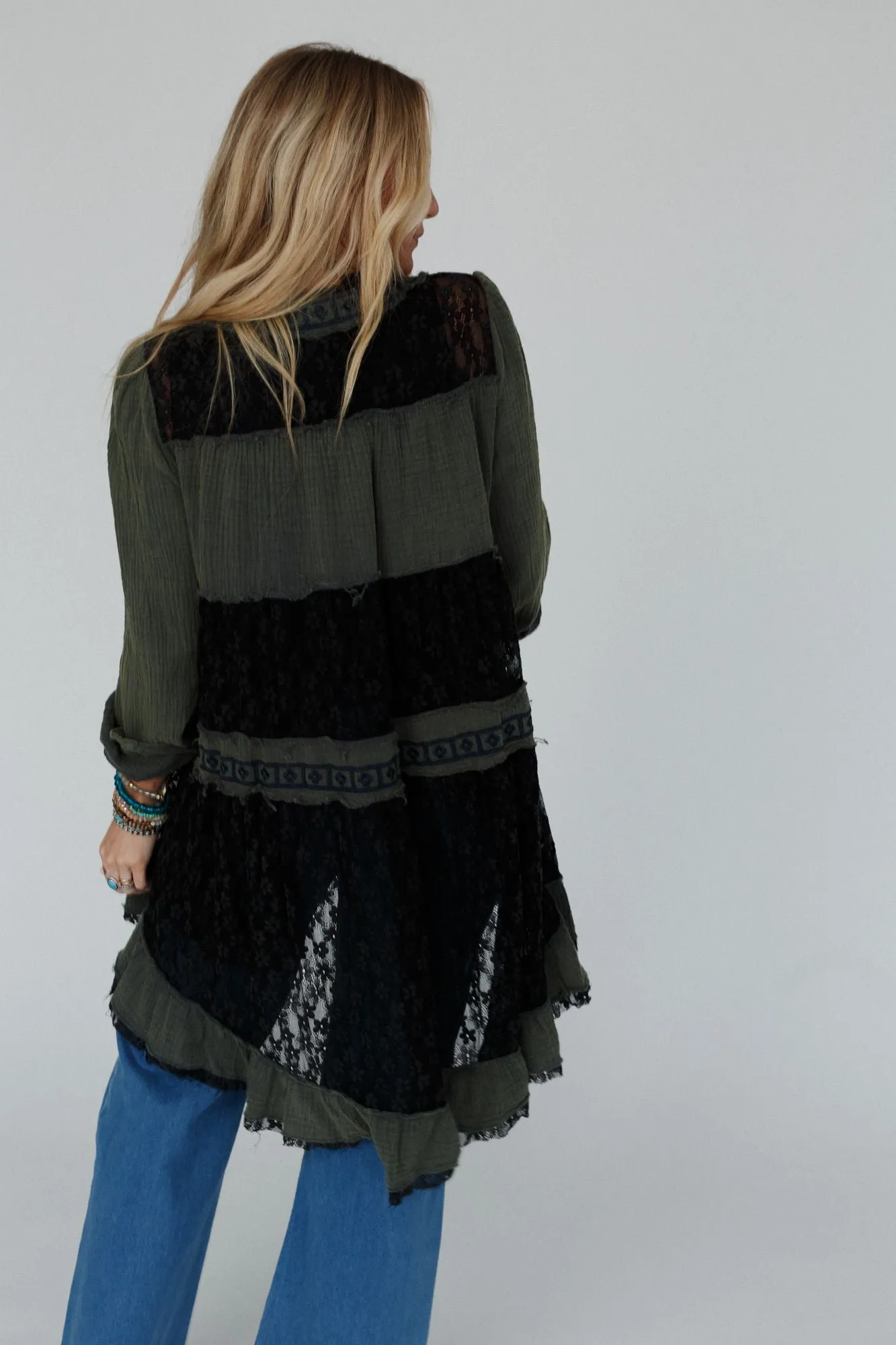 Lace Talk About It Duster Kimono - Charcoal