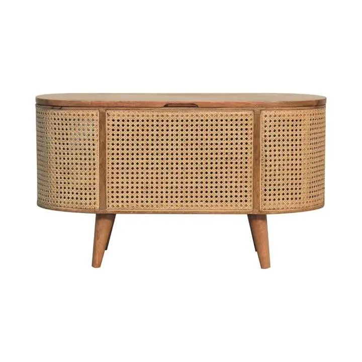 Larissa Blanket Box - Wood & Rattan Cabinet