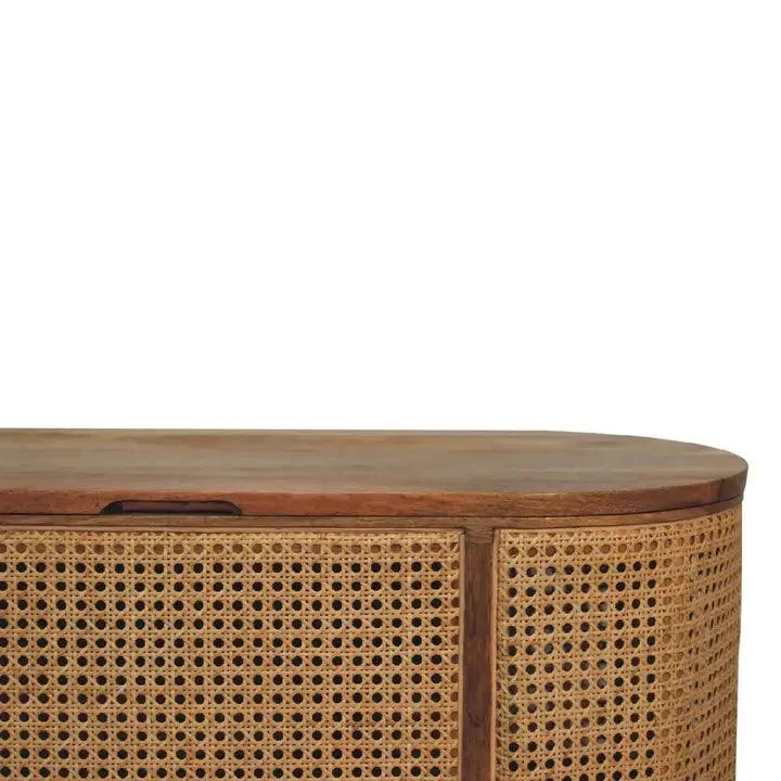 Larissa Blanket Box - Wood & Rattan Cabinet