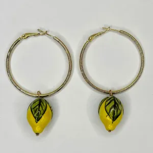 Lemon Ceramic Hoop Earrings