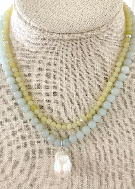 Lemon Jade Necklace | Gemstone Elegance & Sterling Silver Accents | By Pearly Girls