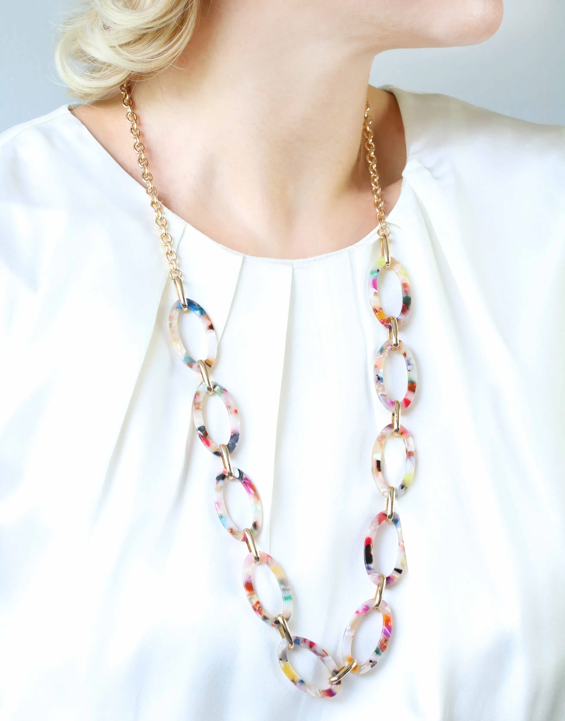 Lightweight Resin Long Necklace