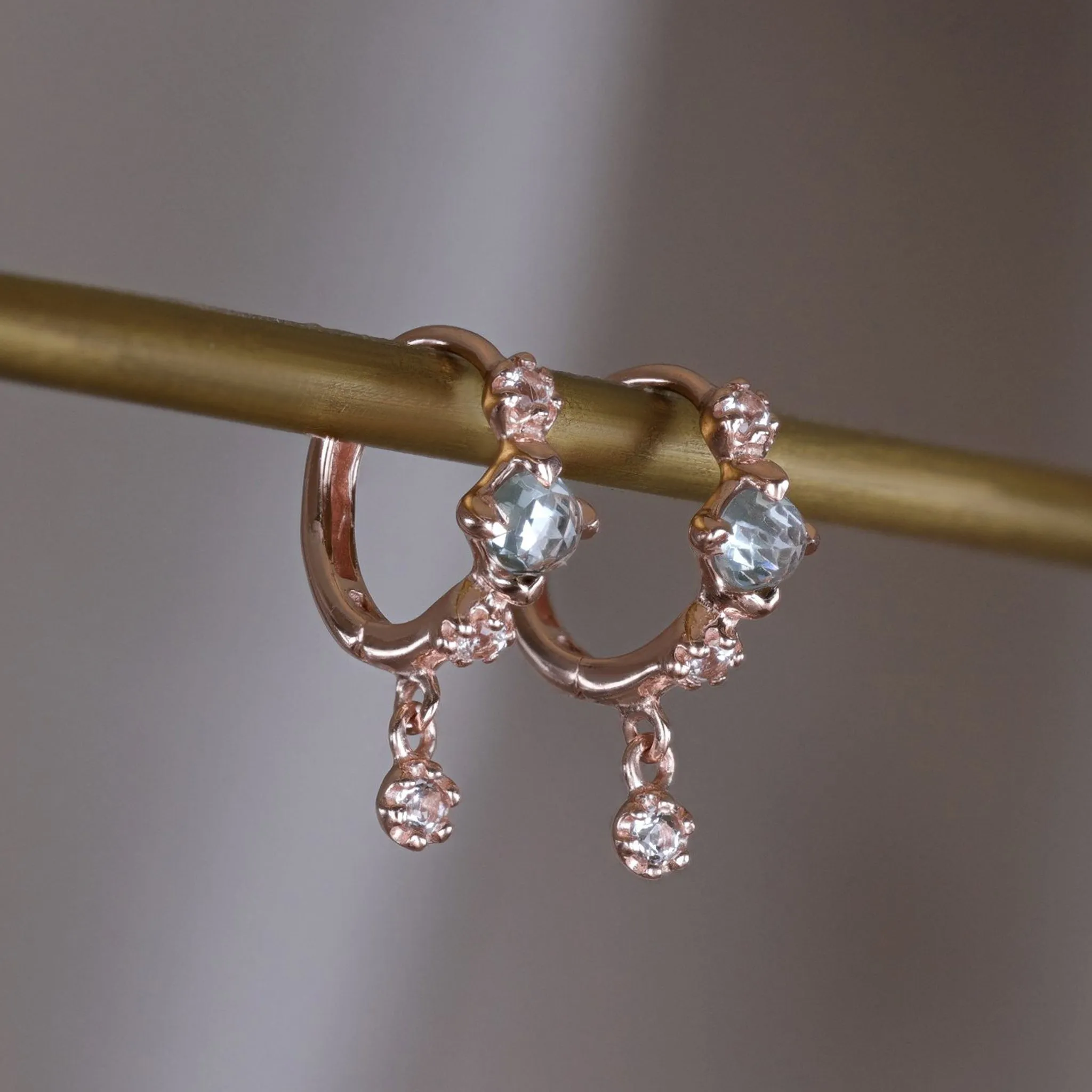 Lucine • Genuine Sky Blue Topaz Hoop Earrings