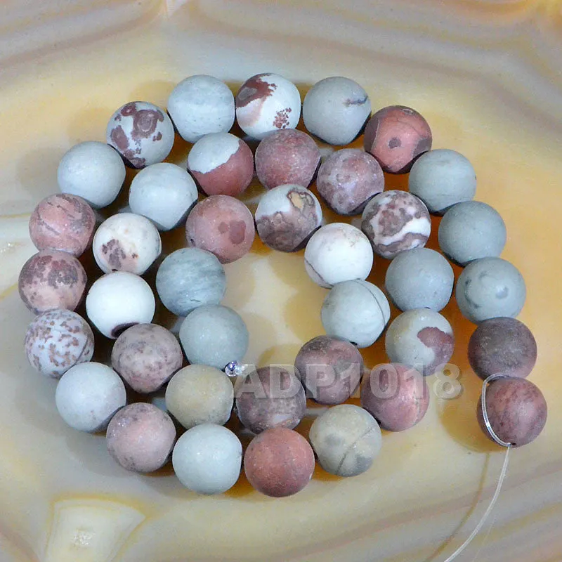 Matte Natural Japan Artistic Stone Gemstone Round Loose Beads on a 15.5" Strand