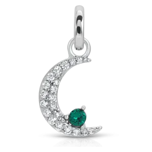 May Emerald Birthstone Charm - Moon