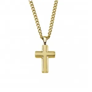 Mens cross stainless steel - gold