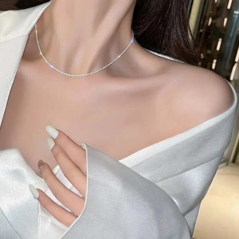 Minimalist Design Clavicle Titanium Steel Choker Necklace