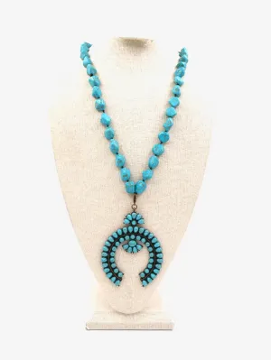 Montana West Turquoise Bead Squash Blossom Pendent Necklace