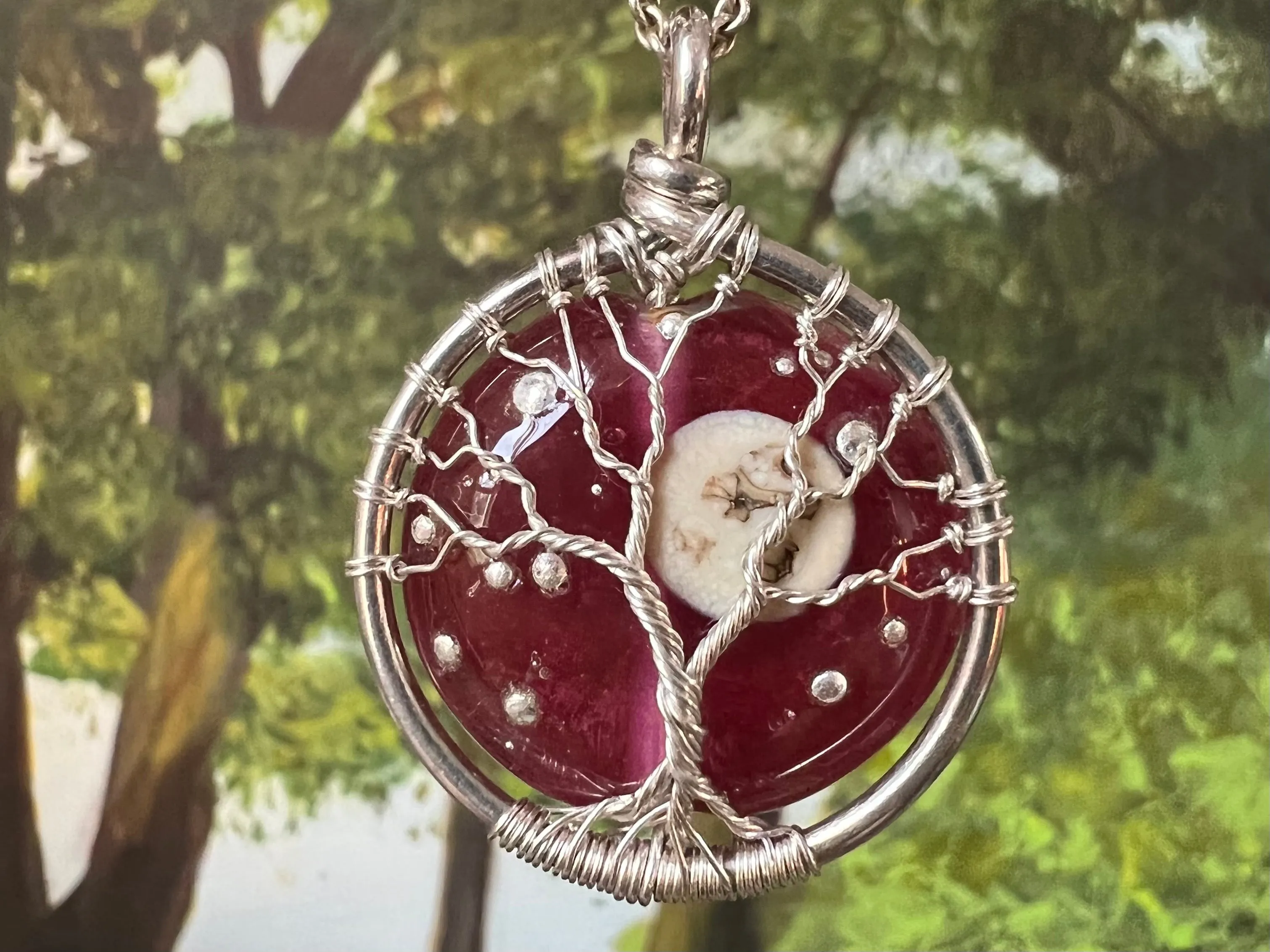 Moon and Stars Tree of Life Pendant with Cremains