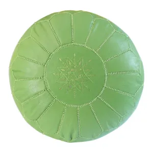 Moroccan Leather Ottoman - Pistachio