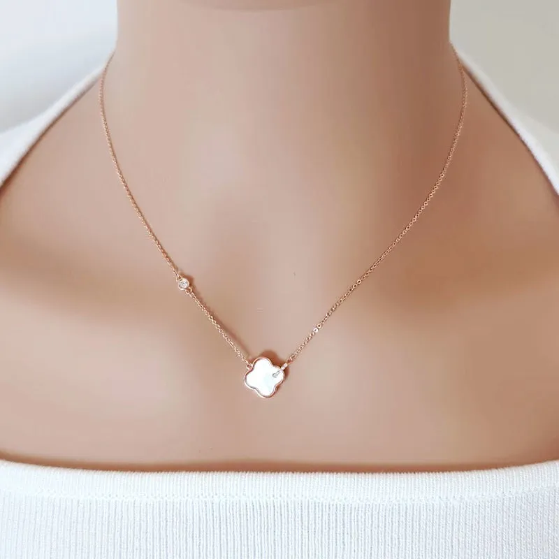 Mother of Pearl  Clover Necklace