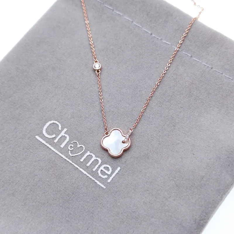 Mother of Pearl  Clover Necklace