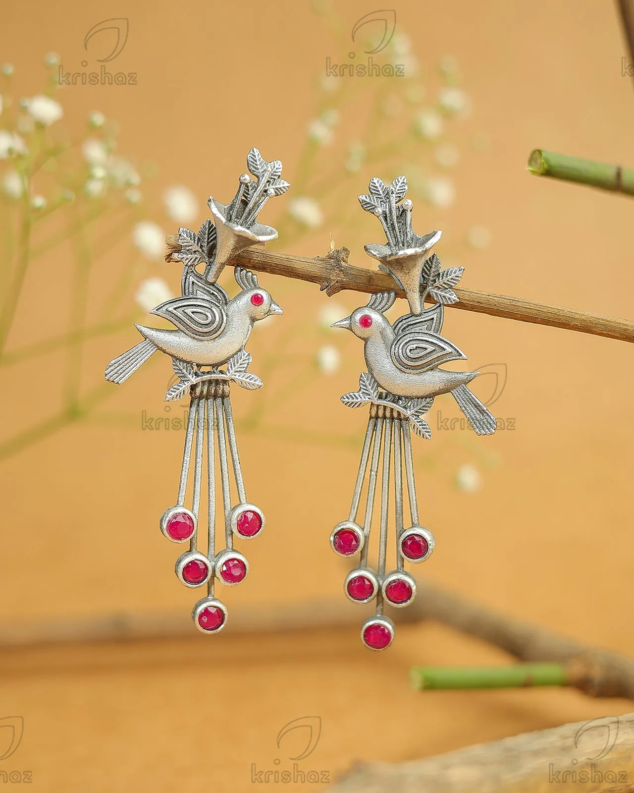 Navya Peacock Dangler Earrings - wxo