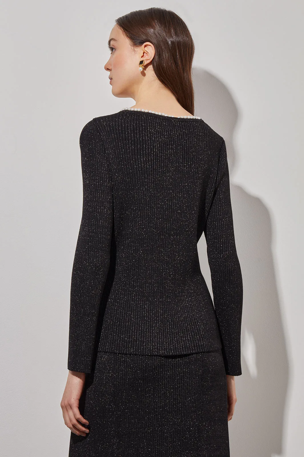 Pearl Square Neck Tunic - Shimmer Ribbed Knit