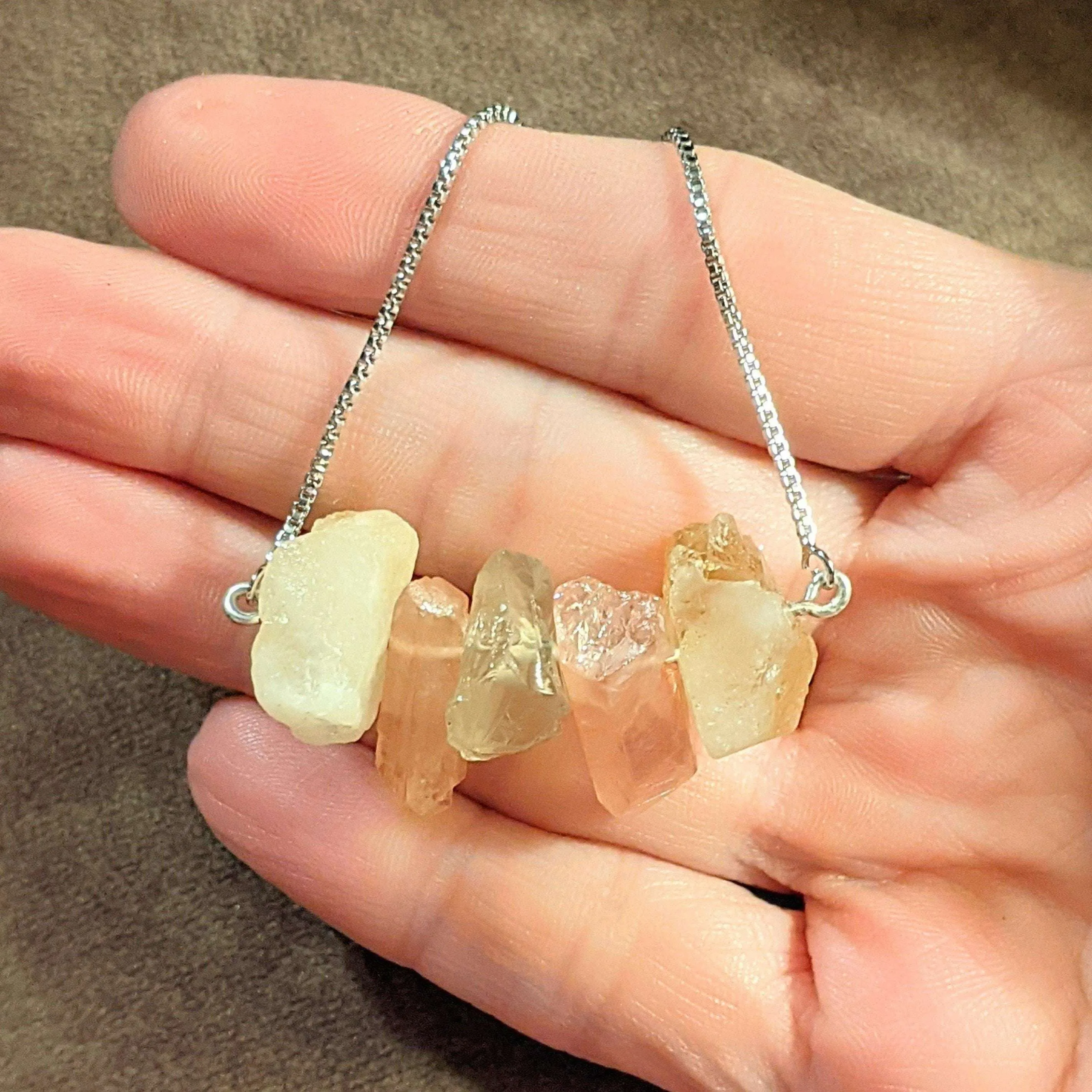 Raw Gemstone Necklace, Quartz Crystal Necklace