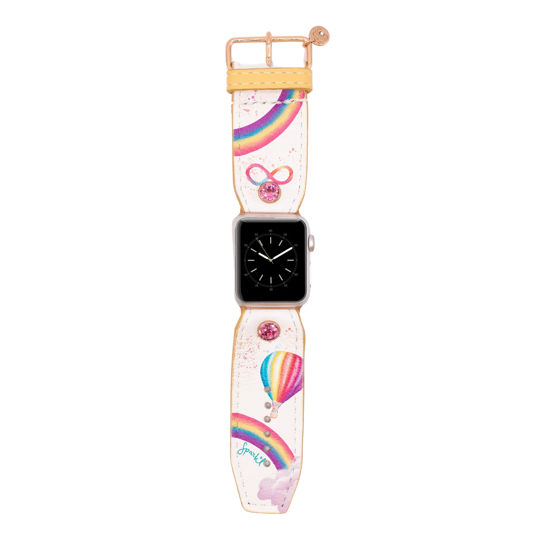 Ready to Ship - "Rainbow Jubilee" on White Watchband