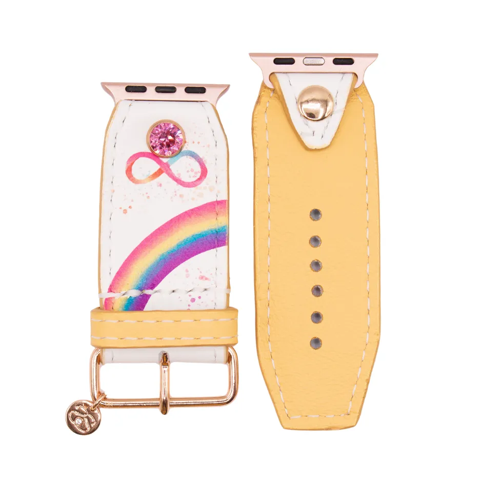 Ready to Ship - "Rainbow Jubilee" on White Watchband