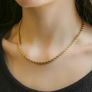 RIval GOLD Necklace 18k Gold Twist Rope Chain | 15 Inch