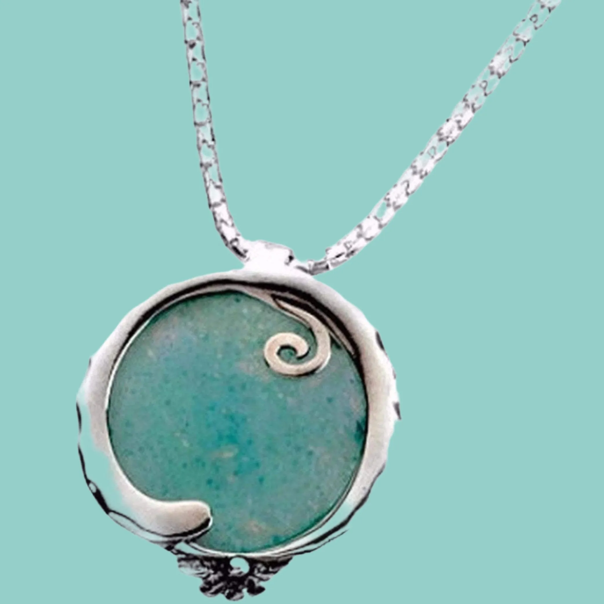 Roman glass jewelry pendant,  sterling silver necklace 925 jewelry