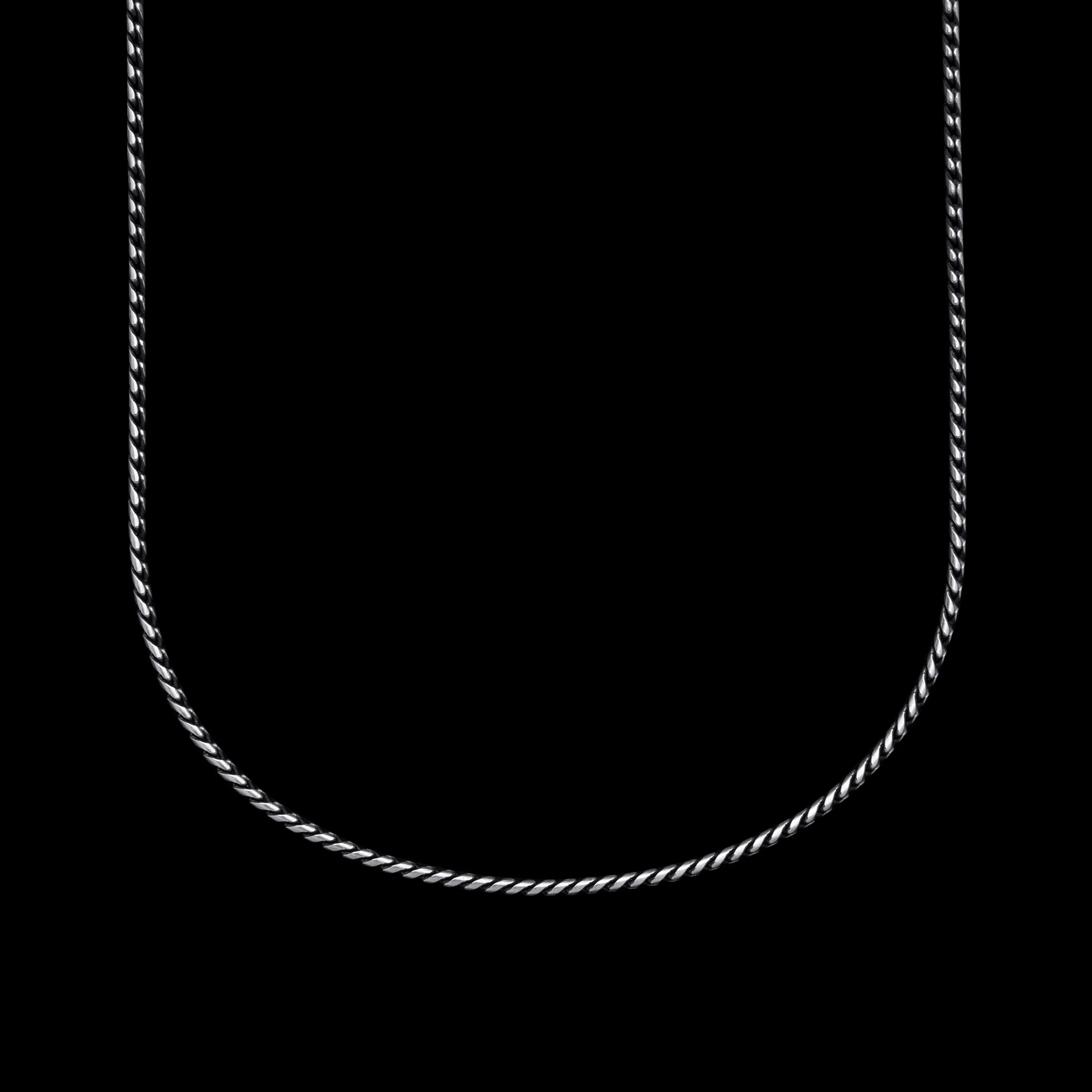 Rope Chain Necklace - Sterling Silver 2.2 mm - 19.5” - Oxidized & Polished