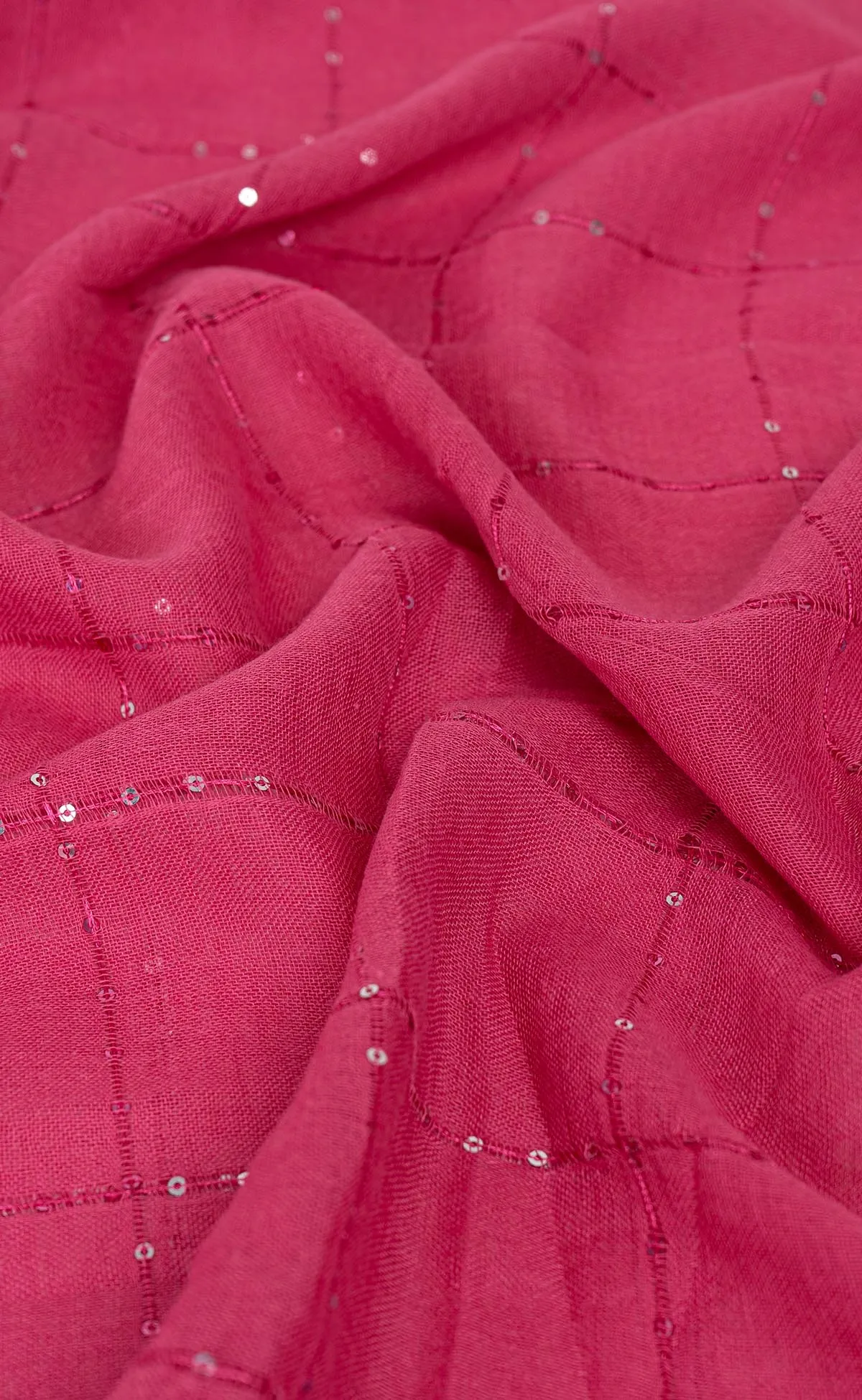 Sequins Grid Hijabs  - Hot Pink