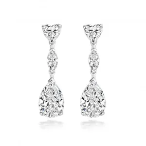 Silver & Co Heart Marquise Large Pear Cubic Zirconia Drop Earrings SEG0079