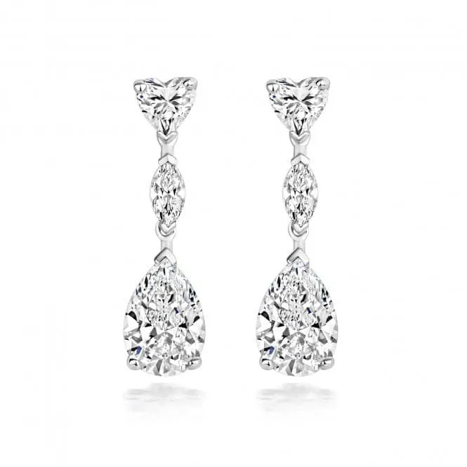 Silver & Co Heart Marquise Large Pear Cubic Zirconia Drop Earrings SEG0079