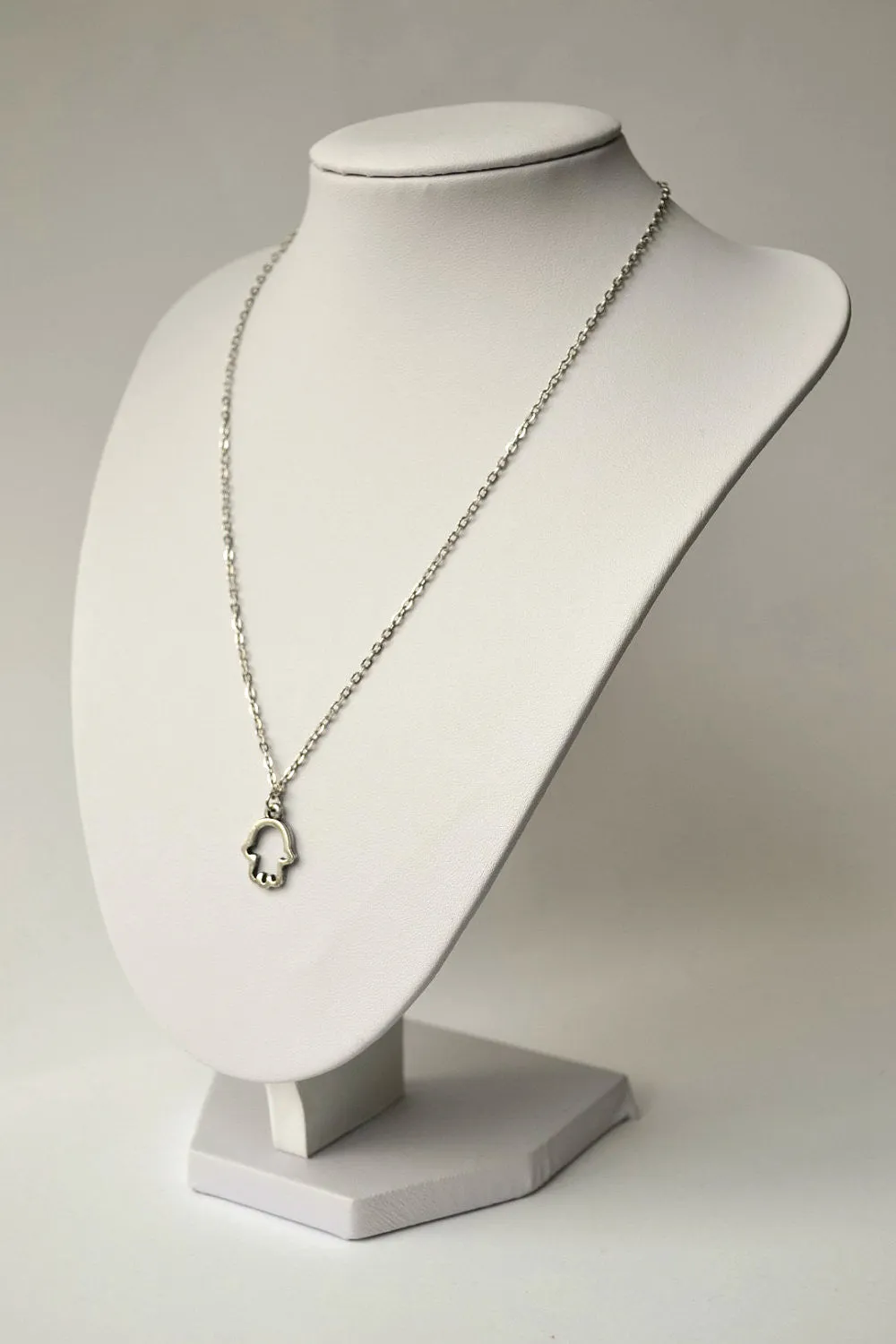 Silver Hamsa, stainless steel chain necklace for woman