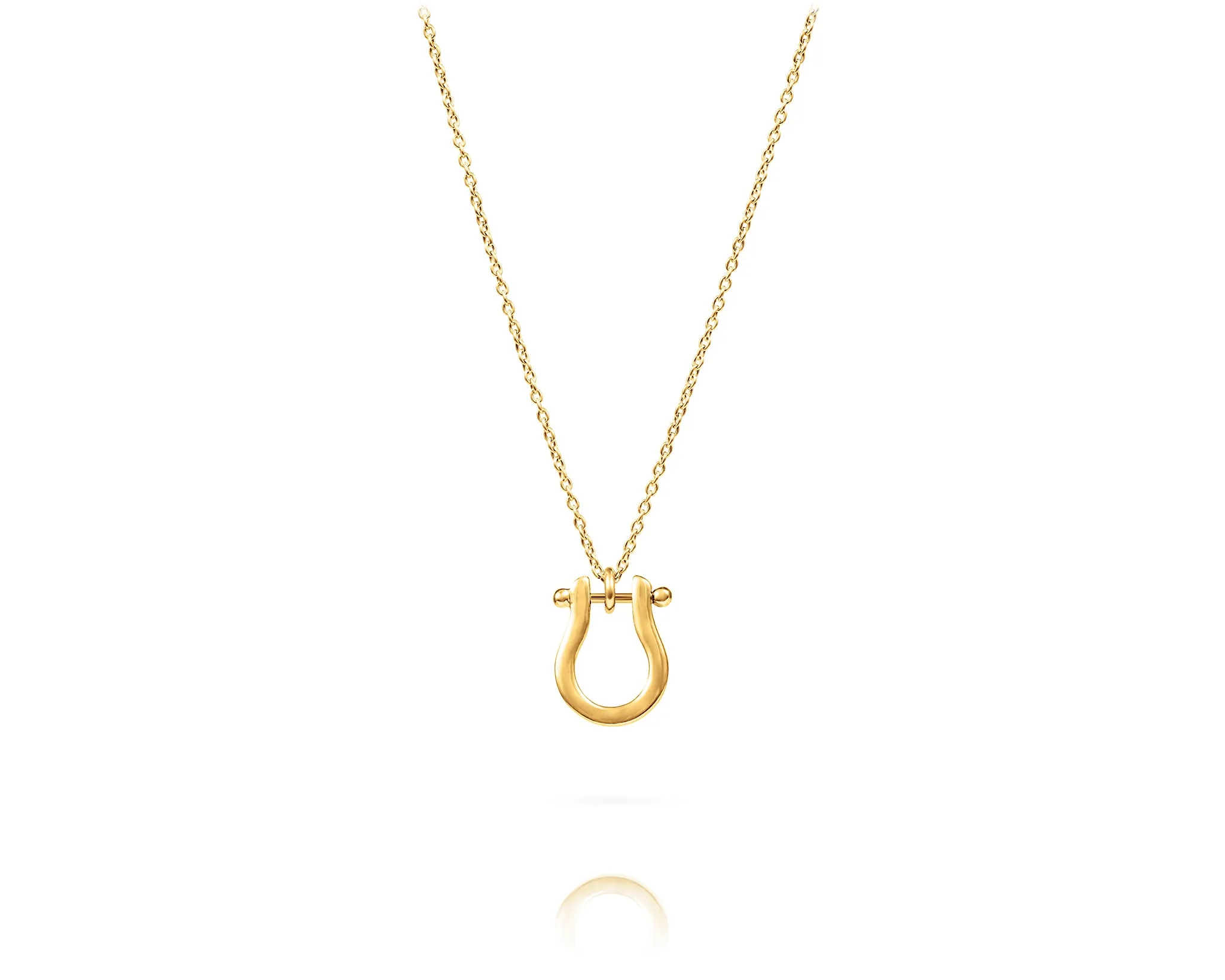 Small Shackle Bit Charm Necklace | Gold