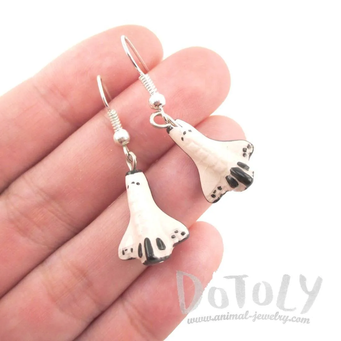 Spaceship Rocket Shaped Ceramic Space Themed Dangle Earrings | Handmade