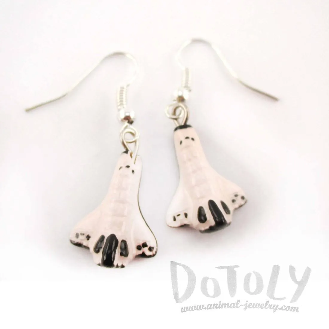 Spaceship Rocket Shaped Ceramic Space Themed Dangle Earrings | Handmade