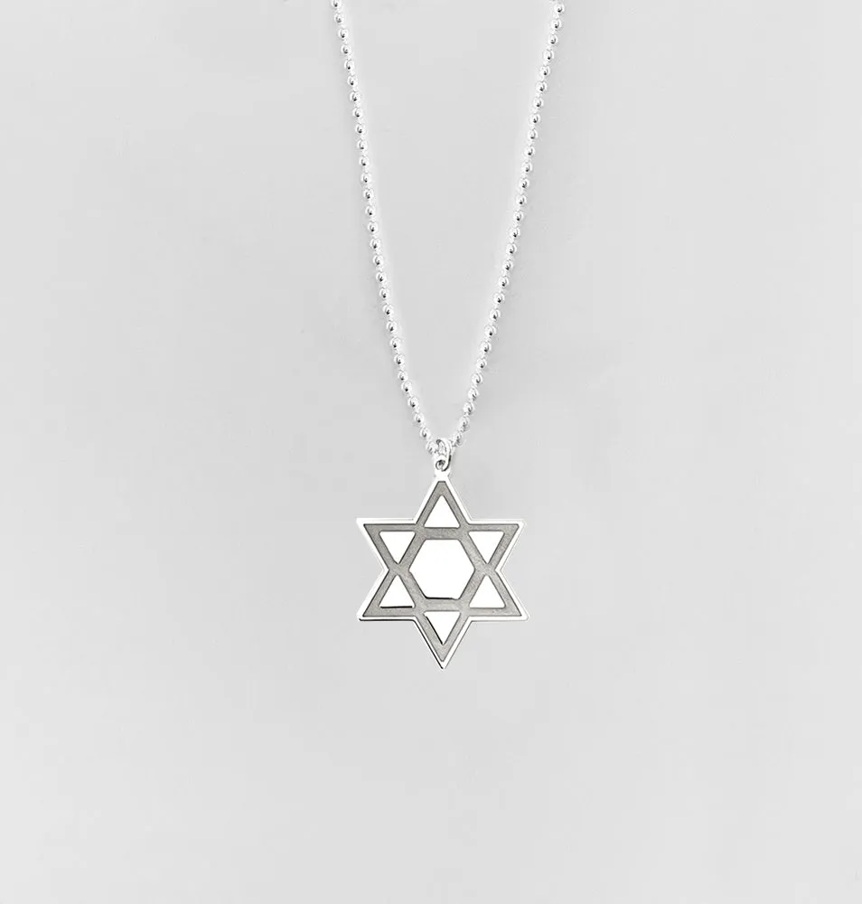 Star of One Magen David Necklace Beaded Chain