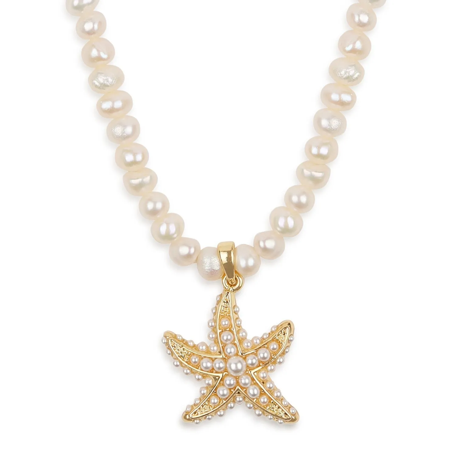 Starfish Pendant Pearl Necklace