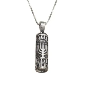 Sterling Silver Necklace- Mezuzah 3 Cm- "menorah"