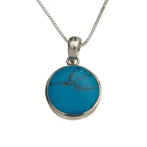 Sterling Silver Necklace- "tree Of Life" 2 Cm With Turquoise Stone