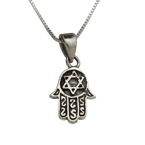 Sterling Silver Necklace- Star Of David 2 Cm- "hamsa"