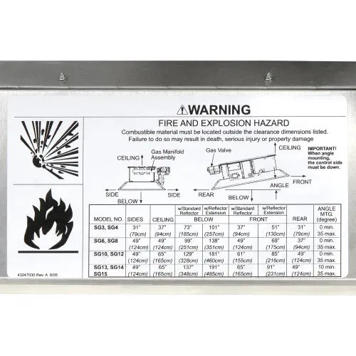 Sunstar Heating Products SG4-N - SG Series Natural Gas Infrared Heater 40K BTU