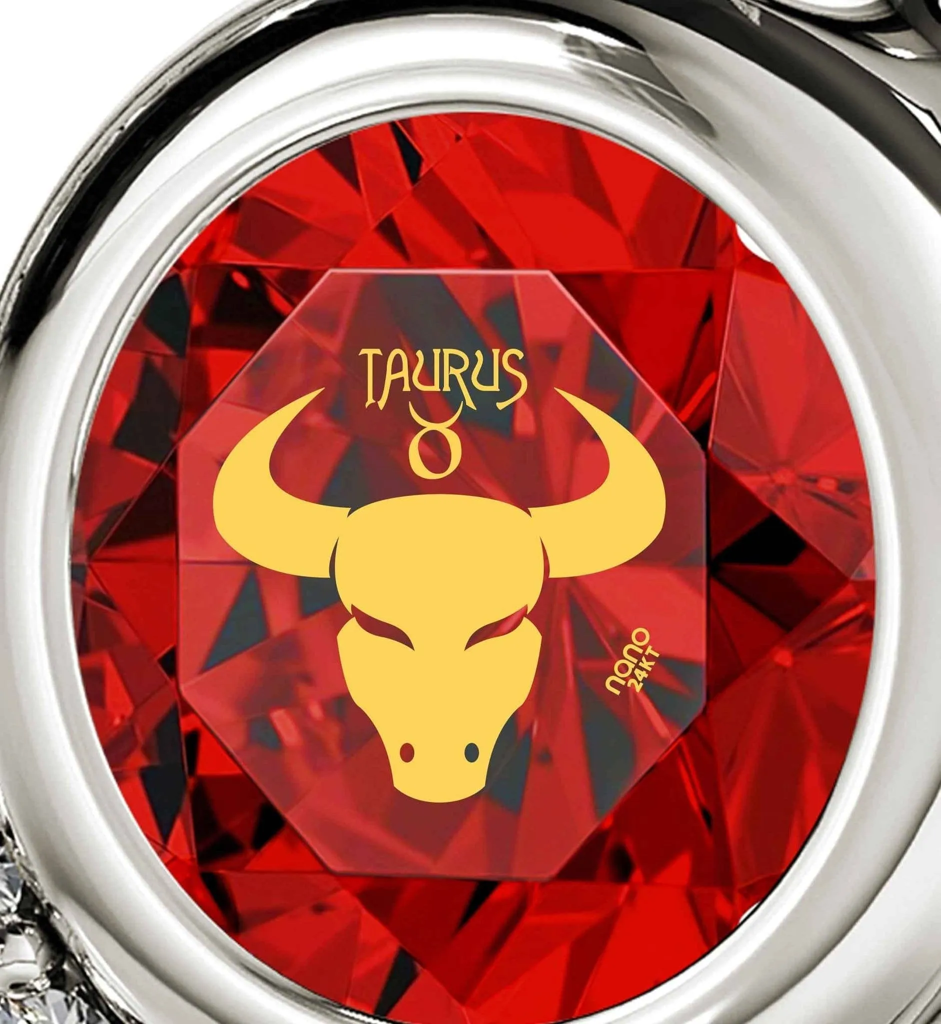 Taurus Sign, 925 Sterling Silver Necklace, Swarovski