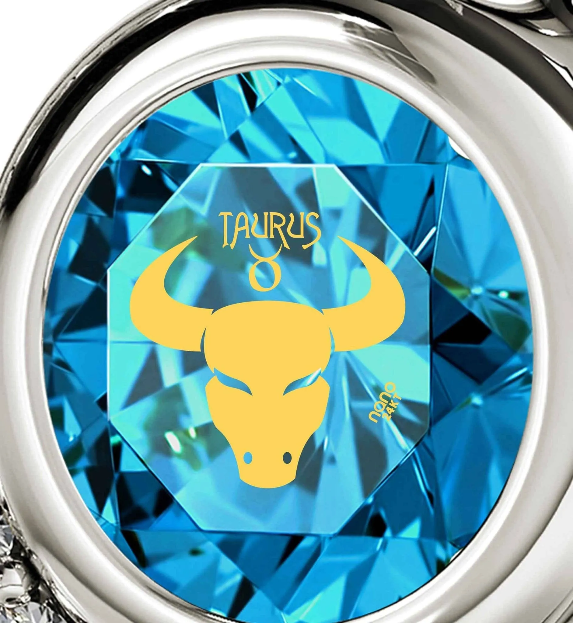 Taurus Sign, 925 Sterling Silver Necklace, Swarovski