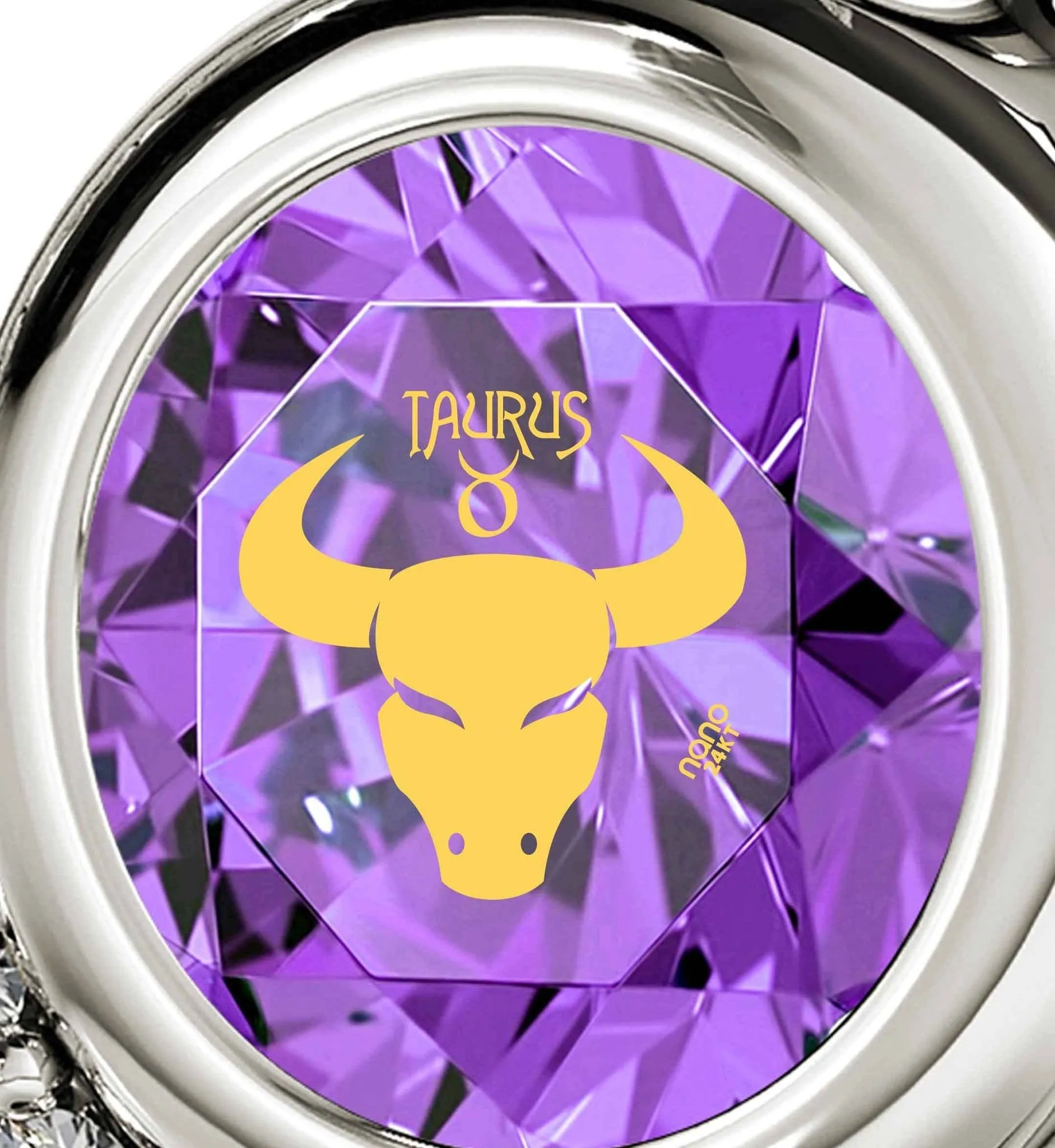 Taurus Sign, 925 Sterling Silver Necklace, Swarovski